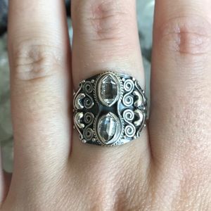 Herkimer diamond gemstone sterling silver ring